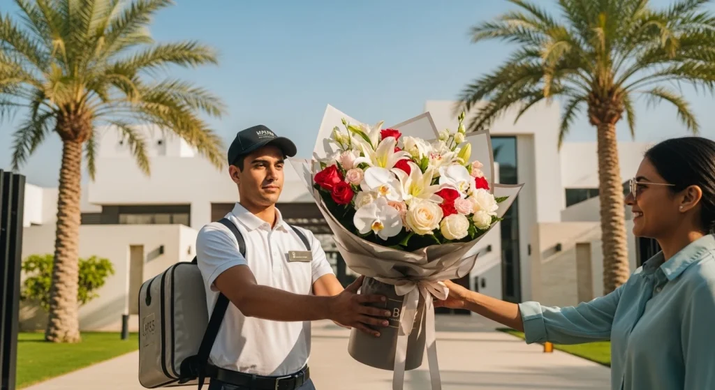 Elegant floral arrangement by professional flower delivery service Dubai for special event decoration